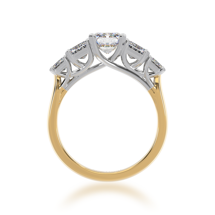 emerald cut yellow gold diamond engagement ring from front view