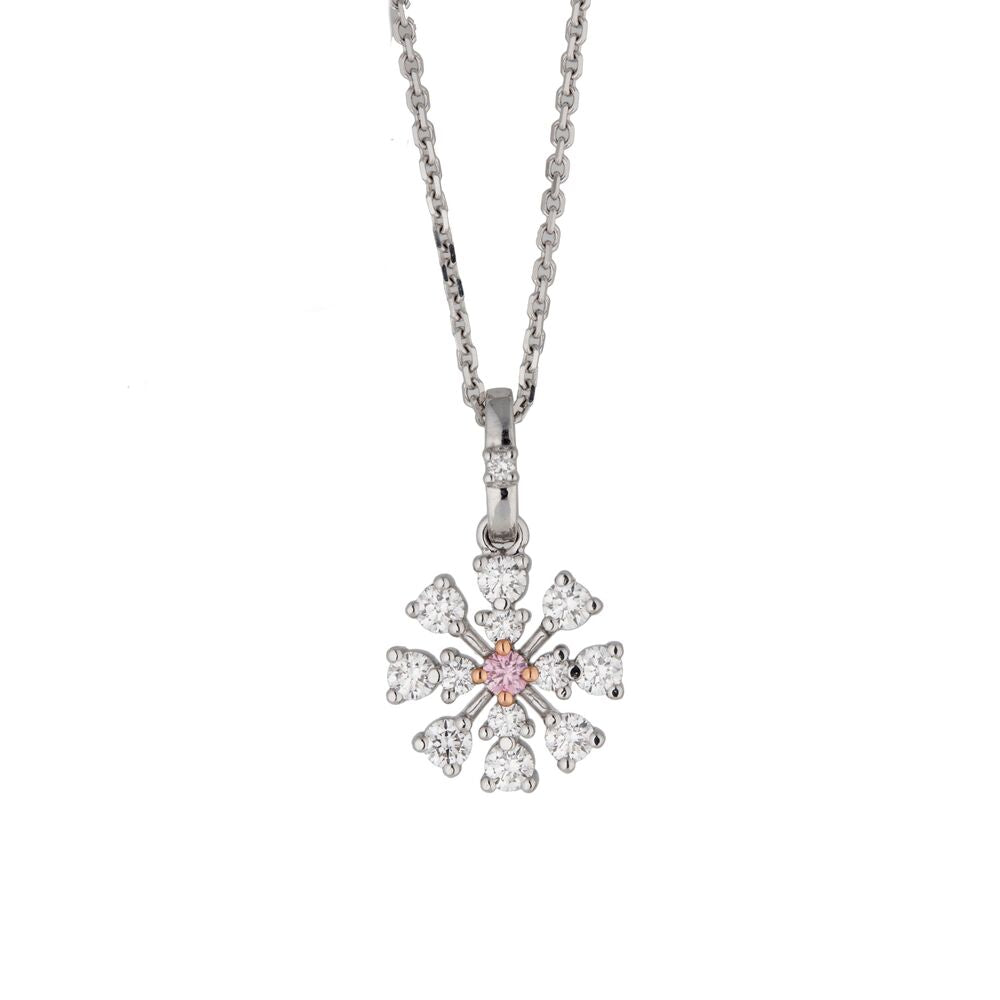 Snowflake design Argyle pink diamond halo pendant – Mondial by Nadia