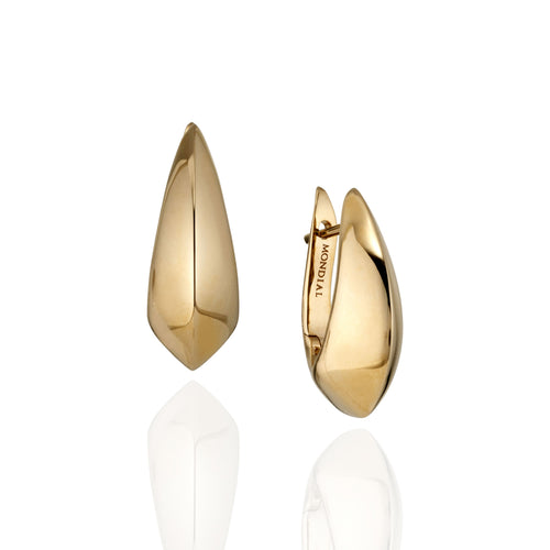 Gold earrings on a white background