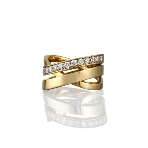 Gold ring with diamond accents 