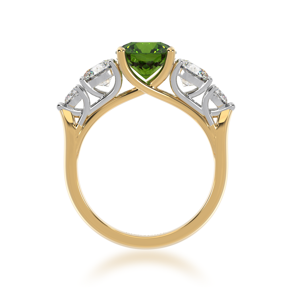 Five stone round green sapphire and diamond ring from front