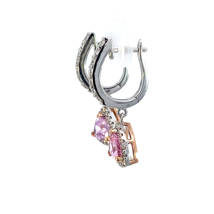 Trilliant cut sapphire diamond drop earrings