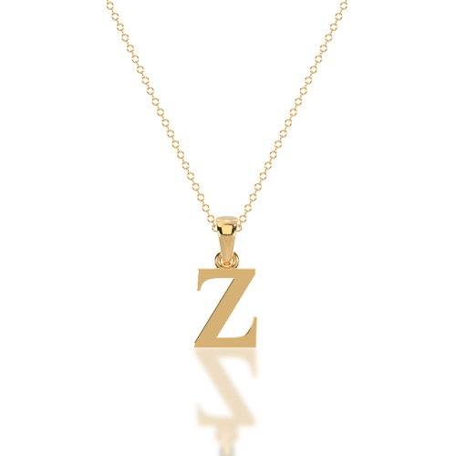 Gold necklace with a 'Z' pendant on a white background