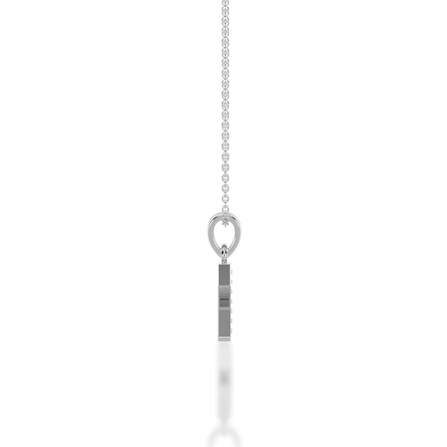 Necklace with a unique pendant on a white background showing from the side view