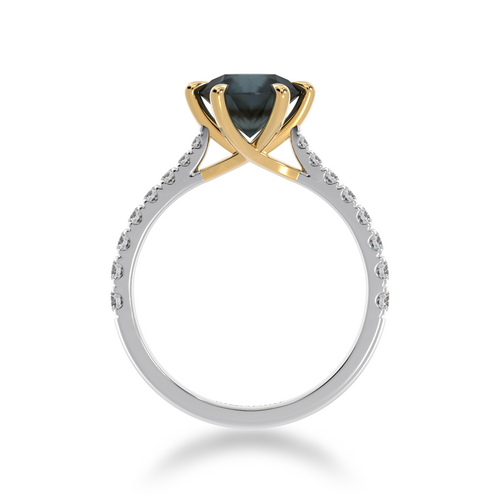 Round Brilliant cut Black Sapphire on a diamond set band