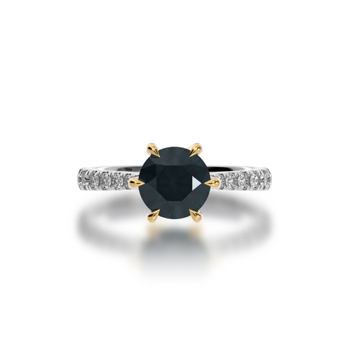 Round Brilliant cut Black Sapphire on a diamond set band