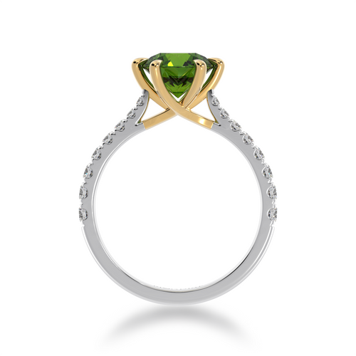 Round Brilliant cut Green Sapphire on a diamond set band