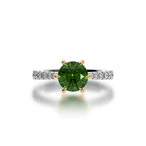 Round Brilliant cut Green Sapphire on a diamond set band