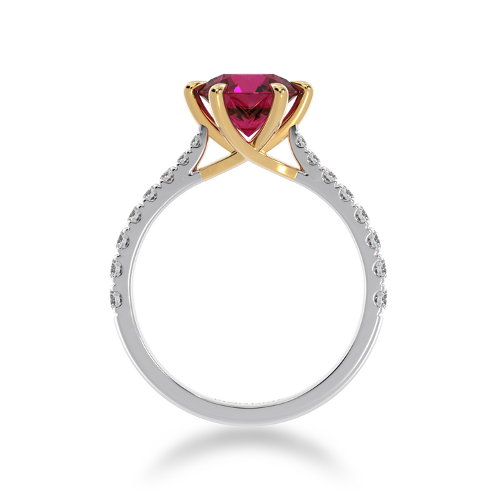 Round Brilliant cut Ruby on a diamond set band