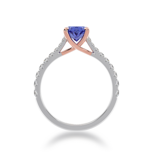 Oval cut Blue Sapphire on a Diamond set band