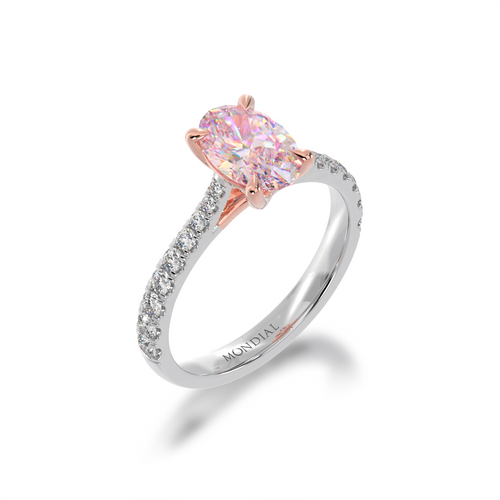 Oval cut Pink Sapphire on a diamond set band