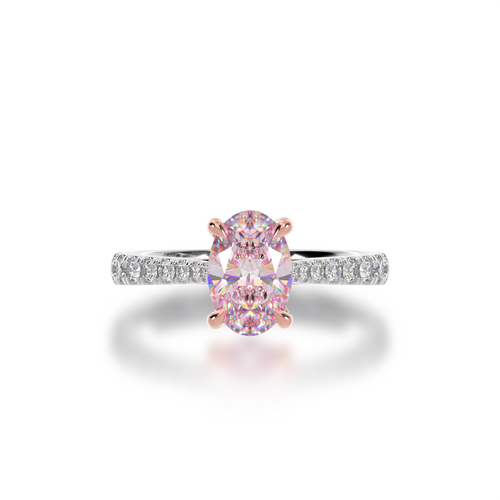 Oval cut Pink Sapphire on a diamond set band