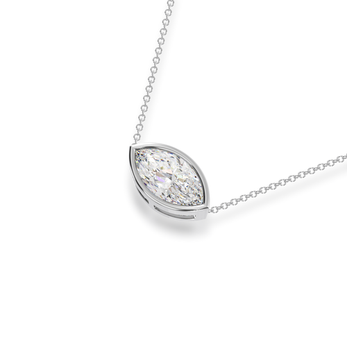 Marquise cut diamond bezel set pendant view from top