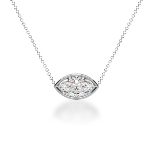 Marquise cut diamond bezel set pendant view from front 