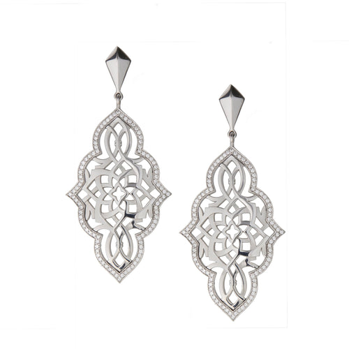 Mandala mosaic diamond design drop earrings