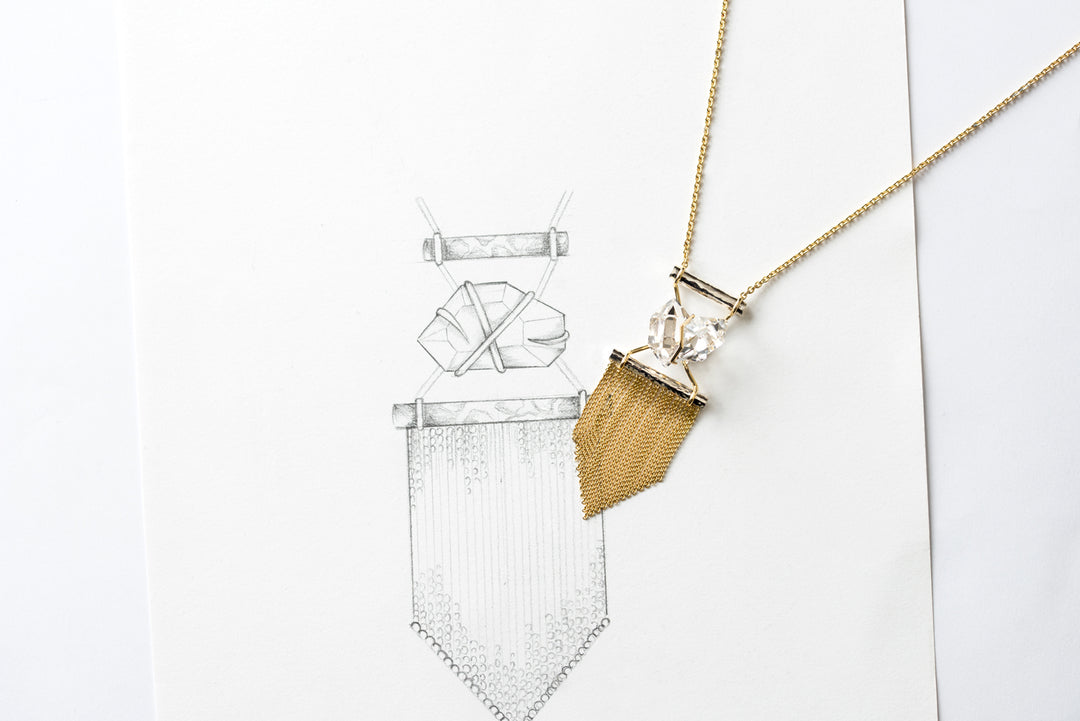 Herkimer diamond tassel necklace