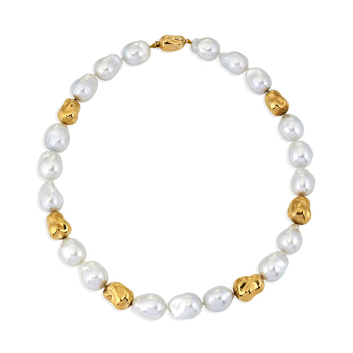 South Sea Baroque Pearl strand and Gold Necklace