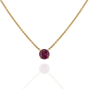 Yellow gold necklace with a brilliant cut ruby gemstone