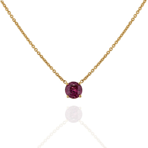 Yellow gold necklace with a brilliant cut ruby gemstone