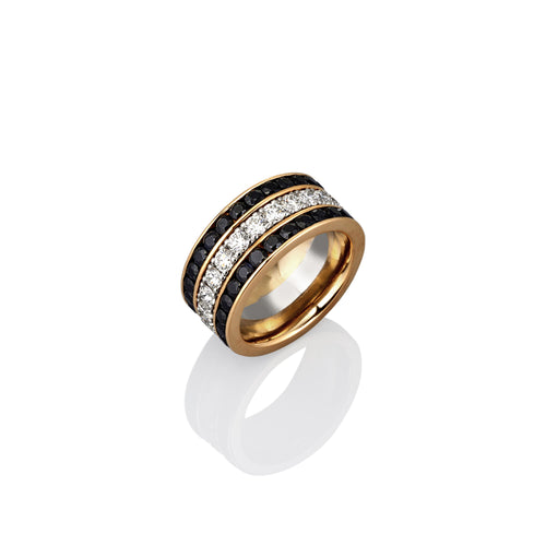 White Diamond & Black Sapphire Dress Ring