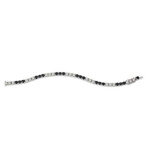 White Diamond & Australian Black Sapphire Tennis Bracelet