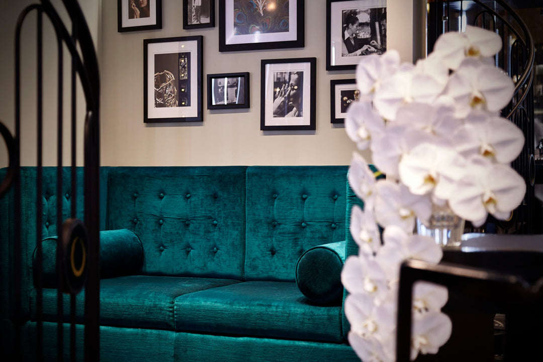 Luxury Teal Couch in Sydney Strand Arcade Jewellery Boutique