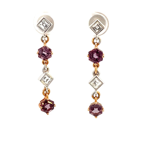 Spinel & Diamond Drop Earrings