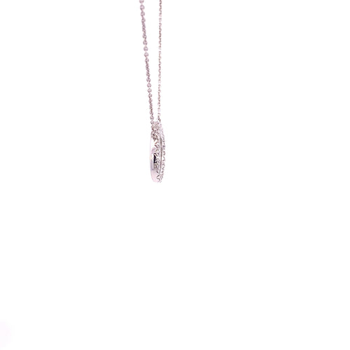 Diamond slice with diamond halo necklace