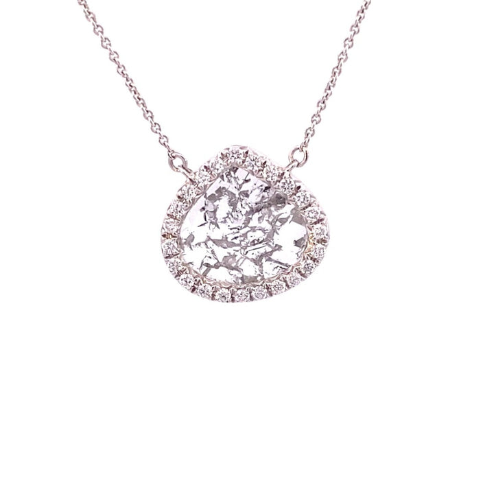 Diamond slice with diamond halo necklace