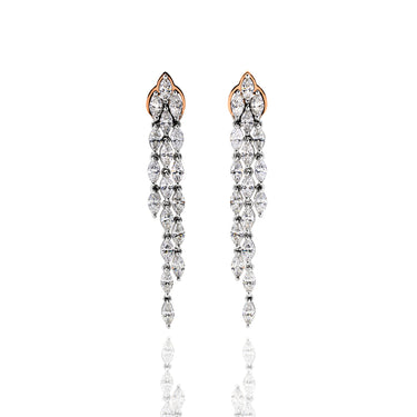 Diamond Drop earrings with Yellow Gold on a white background
