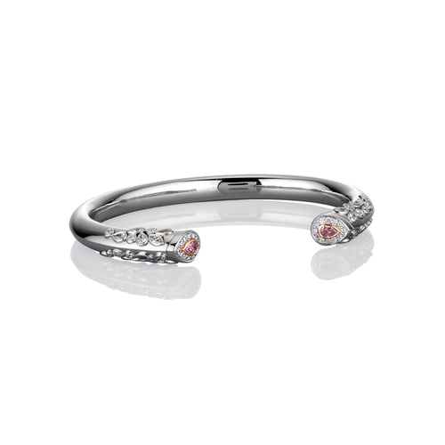 Argyle pink diamond and white diamond cuff bracelet in platinum