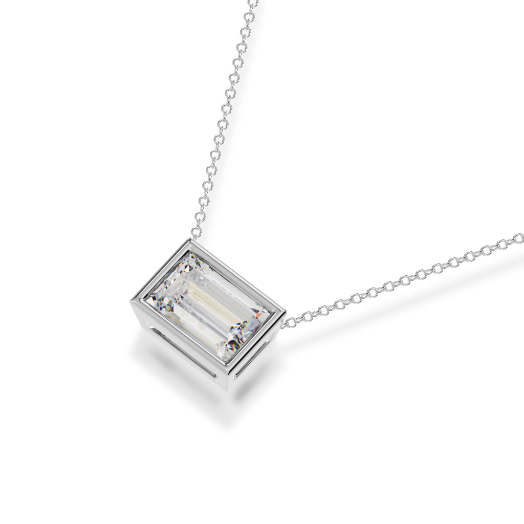 Baguette cut diamond bezel set pendant view from top
