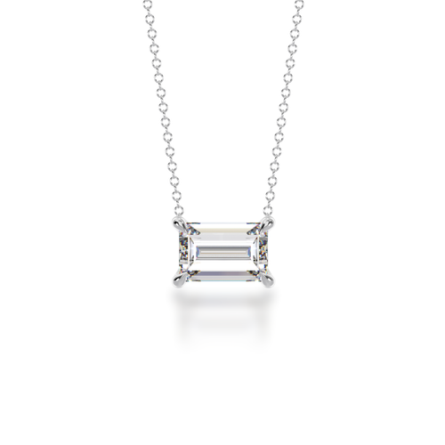 Baguette cut diamond claw set pendant view from front