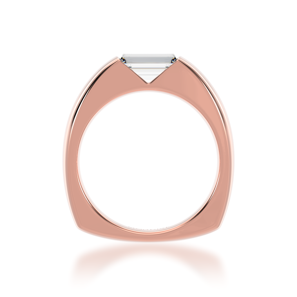 Embrace ring set with baguette cut white diamond in rose gold view from front 