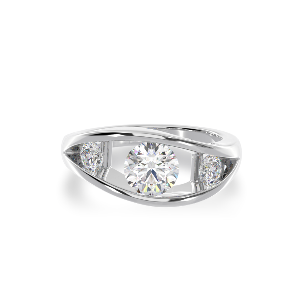 Flame design round brilliant cut diamond ring in white goldFlame design round brilliant cut diamond ring in white gold view from top