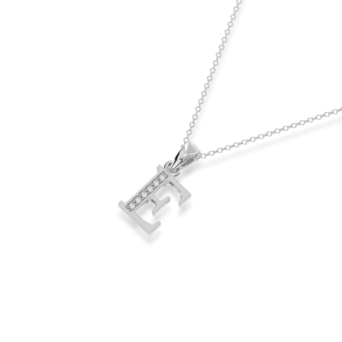 Silver necklace with a letter 'H' pendant on a white background