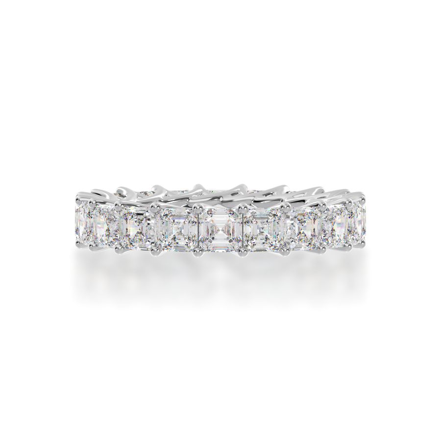 Asscher cut diamonds claw set full circle eternity ring view from top