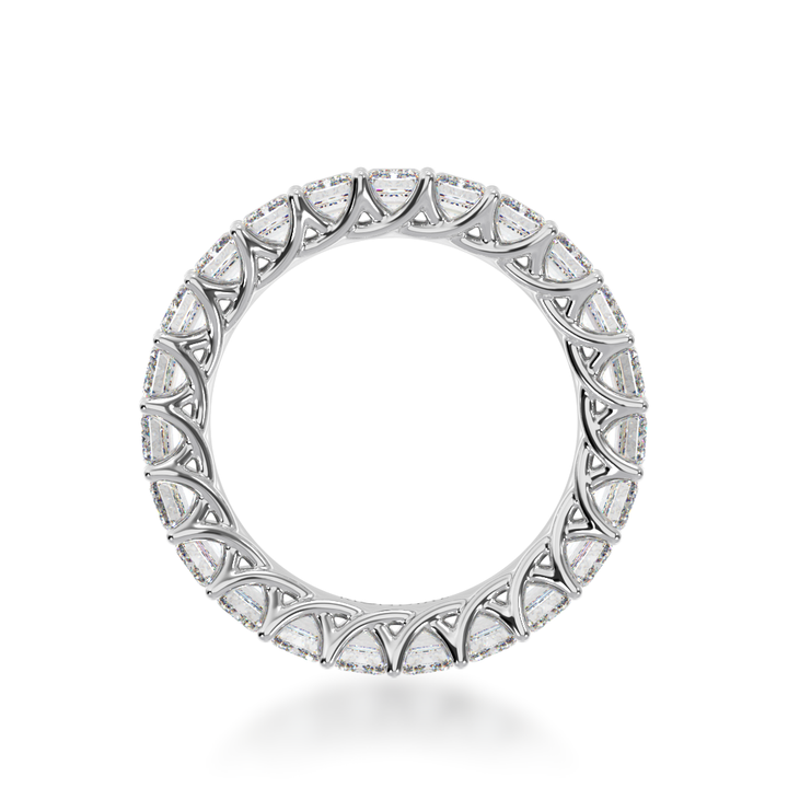 Asscher cut diamonds claw set full circle eternity ring view from front