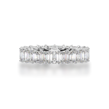 Asscher cut diamonds claw set full circle eternity ring view from top