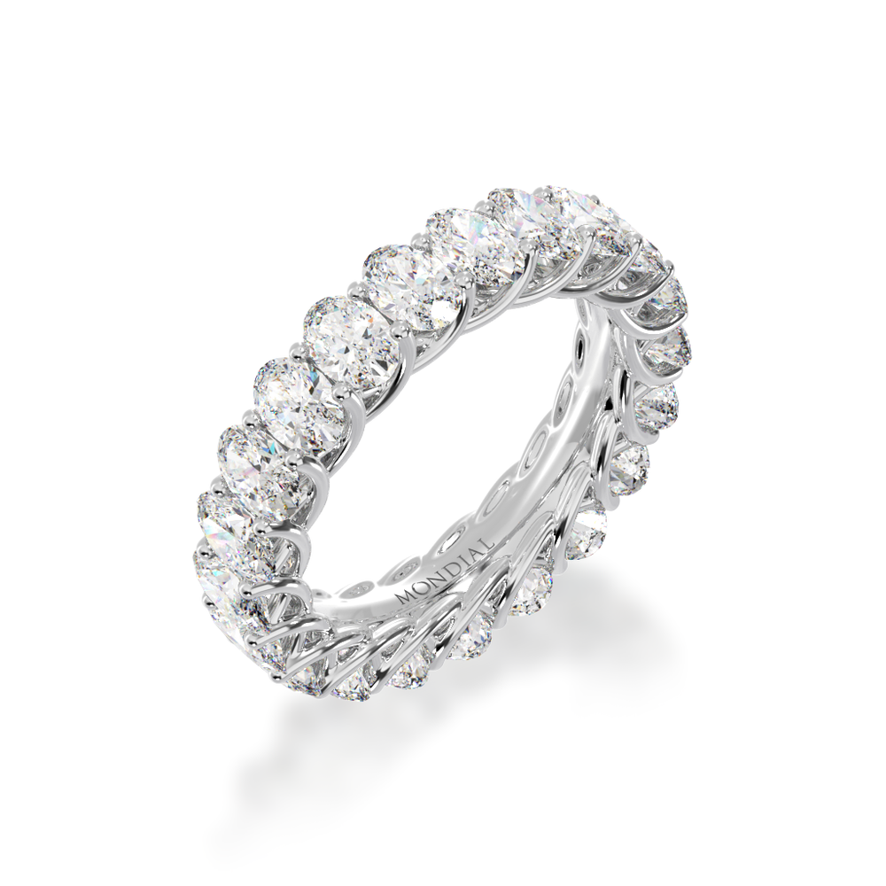 Oval cut diamonds claw set full circle eternity ring view from angle 