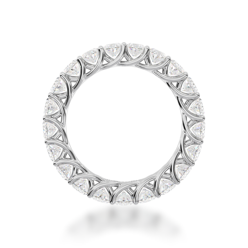 Oval cut diamonds claw set full circle eternity ring view from front. 