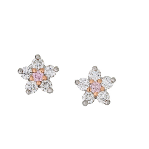 Argyle pink and white diamond stud earrings