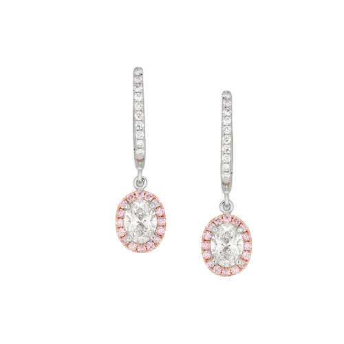 Argyle Pink Diamond "halo" design drop earrings