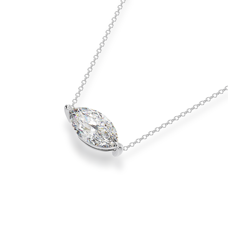 Marquise cut diamond claw set pendant view from top