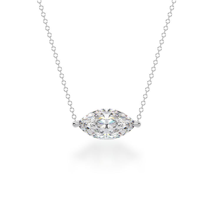 Marquise cut diamond claw set pendant view from front