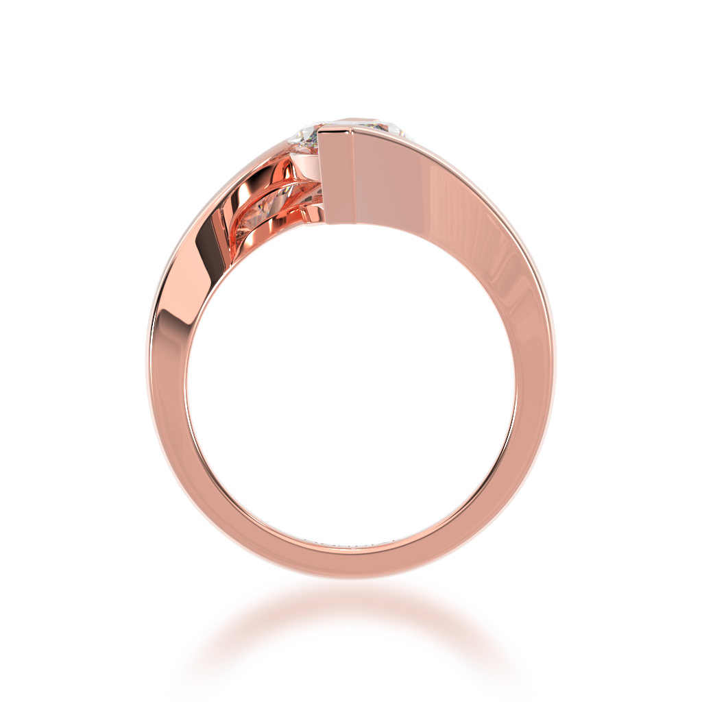 Marquise cut diamond solitaire set in rose gold bordeaux design ring view from front 
