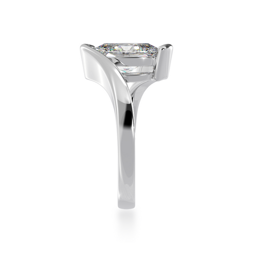 Standing side view of the Oval cut diamond solitaire set in white gold Bordeaux design ring.