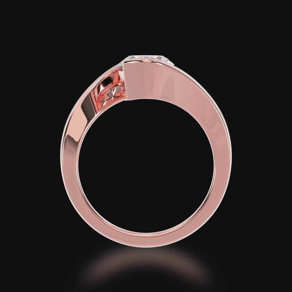 3D video of the Oval cut diamond solitaire set in rose gold Bordeaux design ring.