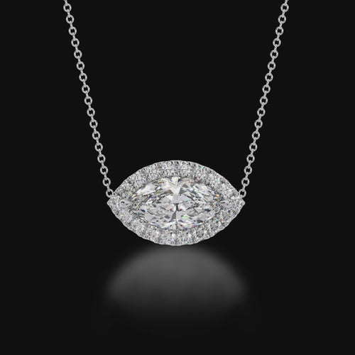 Marquise cut diamond halo pendant 3d video