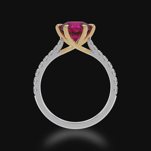 Round ruby ring with diamond set band from 3d video